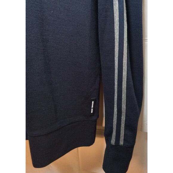 Michael Kors Men's Long Sleeve 1/4 Zip Sweater Blue Large - Picture 2 of 4